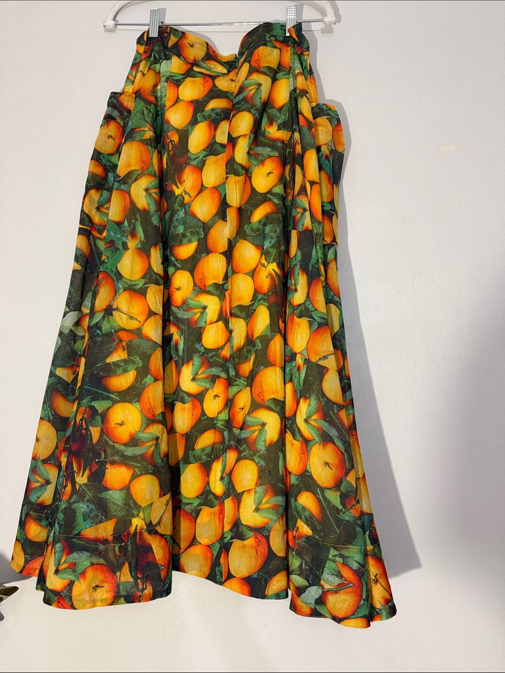 Anthropologie Summer orchard Lemon Print Maxi Skirt - Green & Orange size 10 - Picture 5 of 8